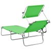 vidaXL Folding Sun Lounger with Canopy Steel Apple Green