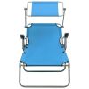 vidaXL Sun Lounger with Canopy Steel Blue
