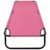 vidaXL Folding Sun Lounger Steel Pink