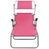 vidaXL Sun Lounger with Canopy Steel Pink
