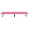 vidaXL Folding Sun Lounger Steel Pink